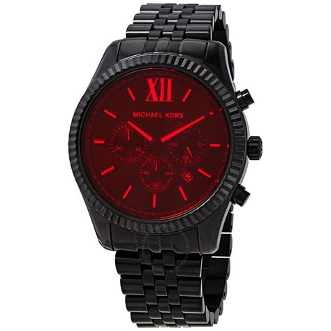 michael kors black watch red face|michael kors watch.